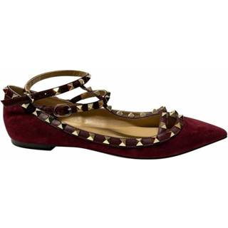 👉 Ballerina's rood vrouwen Pre-owned Rockstud Cage Ballerina Flats Valentino Garavani Vintage , Dames