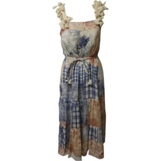 👉 Maxi dres linnen blauw s vrouwen Tassel Patchwork Dress in Linen Tory Burch Pre-owned , Dames