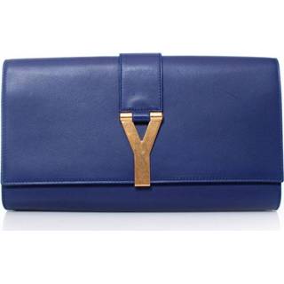 👉 Clutch blauw leather onesize vrouwen Pre-owned Chyc Saint Laurent Vintage , Dames