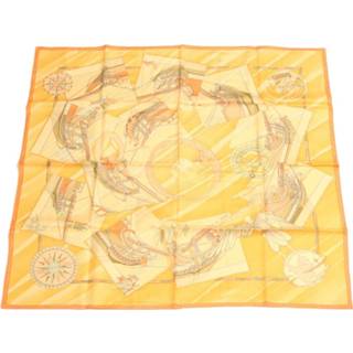 👉 Shawl oranje onesize vrouwen Pre-owend Carre 90 Hermès Vintage , Dames