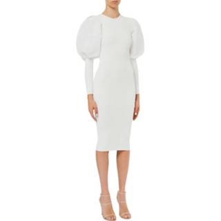 👉 Pencil wit vrouwen Knit Dress with Balloon Sleeves Elisabetta Franchi , Dames