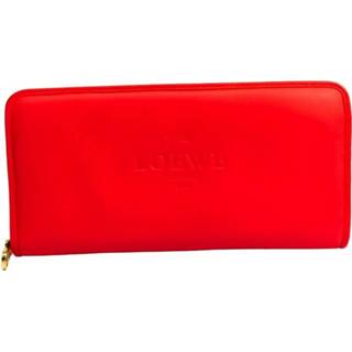 👉 Damesportemonnee rood kalfsleren onesize vrouwen Lange van kalfsleer met rits (tweevoudig) Loewe Pre-owned , Dames