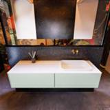 👉 Badmeubel greey MONDIAZ ERIN 150cm onderkast kleur met 2 lades. Wastafel RIDGE rechts zonder kraangaten Talc. 6017339820838