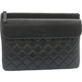 👉 Clutch zwart leather onesize mannen Pre-owned Clutche Chanel Vintage , Heren