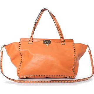 👉 Trapeze oranje onesize vrouwen Pre-owned Rockstud tote Valentino Vintage , Dames