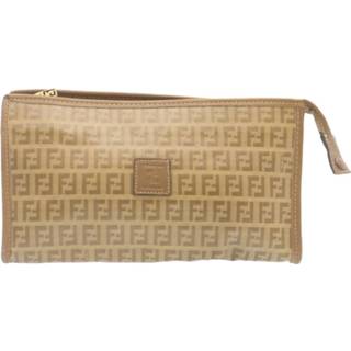 👉 Clutch beige leather onesize vrouwen Pre-owned Fendi Clutches Vintage , Dames