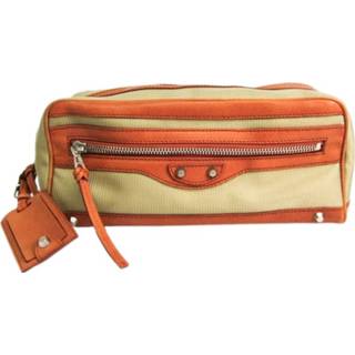 👉 Clutch beige canvas leather onesize vrouwen Pre-owned Balenciaga Vintage , Dames