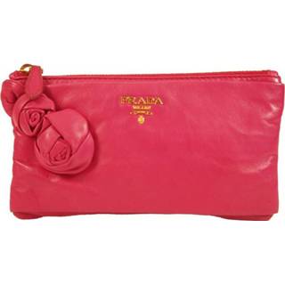 👉 Clutch roze nappa onesize vrouwen Pre-owned Applique Zip top Prada Vintage , Dames