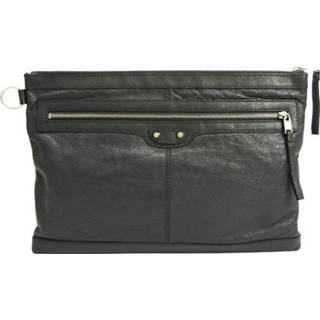 👉 Clutch grijs leer l onesize vrouwen Tweedehands Clip 273023 Leren Balenciaga Vintage , Dames