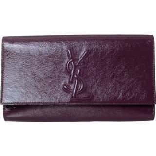👉 Clutch pruim paars leather onesize vrouwen Pre-owned Patent plum Belle de Jour Saint Laurent Vintage , Dames