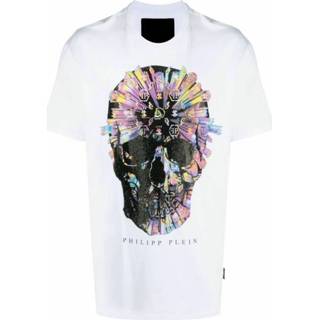 👉 Print T-shirt wit l mannen Strass Logo Philipp Plein , Heren