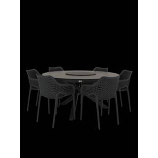 👉 Qopps Perth tafel 150 rond Antraciet met tuinstoel Air XL