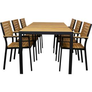 👉 Terrastafel teak Sava tuintafel met 6 milo stapelbare tuinstoel