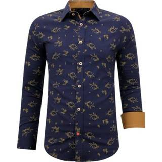 👉 Overhemd blauw XL mannen Gebloemd Slim Fit 3086 Gentile Bellini , Heren