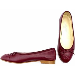 👉 Ballerina's rood leather vrouwen Pre-owned Ballerinas Condition Chanel Vintage , Dames