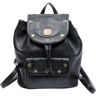 👉 Backpack zwart onesize vrouwen Stark Front Pebbled Studded MCM Pre-owned , Dames