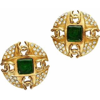 👉 Clipon geel onesize vrouwen Pre-owned CC Clip-on Earrings Chanel Vintage , Dames