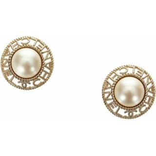 👉 Clipon geel onesize vrouwen Pre-owned CC Faux Pearl Clip-On Earrings Chanel Vintage , Dames