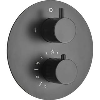 👉 Zwart Saniclear Nero ronde inbouw kraan thermostatisch mat 7434214839881