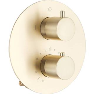 👉 Brass messing goud Saniclear ronde inbouw kraan thermostatisch geborsteld - mat 7434223962983
