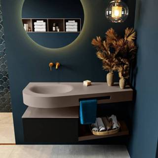 👉 Badmeubel Mondiaz Riva 120cm Urban met 1 lade en wastafel links 0 kraangaten Smoke 6017317114164