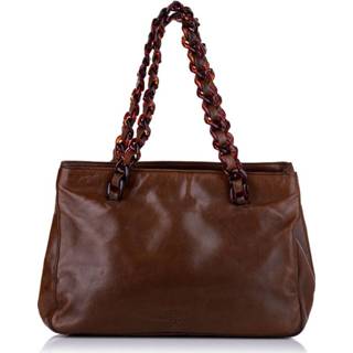 👉 Schoudertas bruin leer onesize vrouwen Prada Vintage , Dames