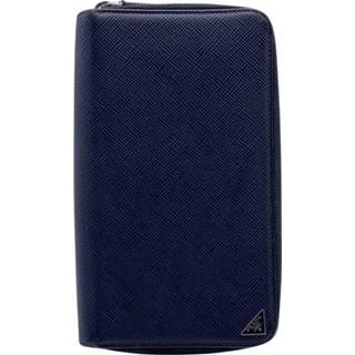 👉 Organizer blauw m unisex Pre-owned Double Zip Wallet Coin Purse Prada Vintage ,