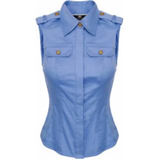 👉 Blauw vrouwen mannen Chemise sans manche épaulettes CA 032 570 Elisabetta Franchi , Dames