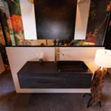 👉 Badmeubel antracite MONDIAZ ERIN 120cm onderkast kleur met 1 lade. Wastafel RIDGE rechts kraangat Urban. 6017332225227