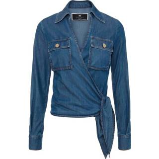 👉 Denim shirt blauw vrouwen Crossover Elisabetta Franchi , Dames