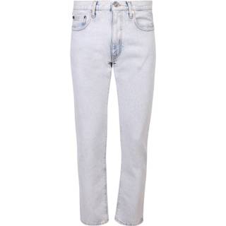 👉 Slim jean wit blauw W32 W34 W31 mannen Logo print jeans Off White , Heren