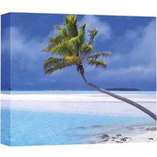 👉 Bluetooth speaker wit canvas Sigel oplaadbare Sound Art Palm tree on white beach 23x28cm 5060652120353