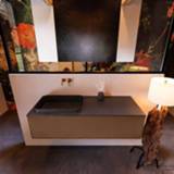 👉 Badmeubel rust MONDIAZ ERIN 120cm onderkast kleur met 1 lade. Wastafel RIDGE links zonder kraangaten Urban. 6017315339347