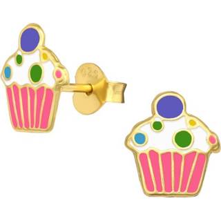 👉 Kinder oorbel zilveren active kinderen Vergulde Kinderoorbellen met Cupcake