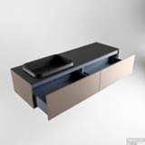 👉 Badmeubel smoke MONDIAZ ERIN 150cm onderkast kleur met 2 lades. Wastafel RIDGE links 1 kraangat Urban. 6017323788748