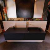 👉 Badmeubel urban MONDIAZ ERIN 150cm onderkast kleur met 2 lades. Wastafel RIDGE rechts 1 kraangat Urban. 6017318174167