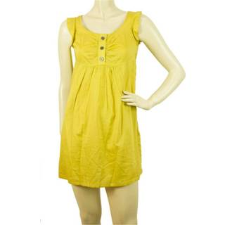 👉 Sleeveless geel vrouwen Pre-owned London Mini Ochre Cotton Summer Dress Burberry Vintage , Dames