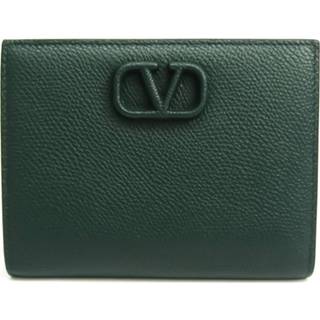 👉 Portemonnee groen onesize unisex Pre-owned V Sling Calfskin Middle Wallet Valentino Vintage ,