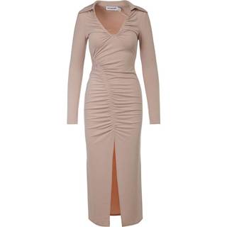 👉 Dress beige vrouwen Taupe Jersey Gathered Midi Self Portrait , Dames