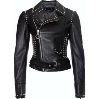 👉 Biker jacket zwart leather vrouwen Studded Philipp Plein Pre-owned , Dames