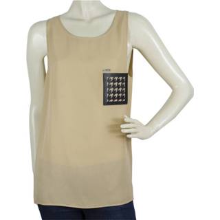 👉 Sleeveless beige leather vrouwen Silk Pied de Poole Tank Top Dsquared2 Pre-owned , Dames