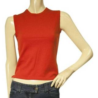 👉 Sleeveless oranje vrouwen Pre-owned Merino wool Vest Top Burberry Vintage , Dames