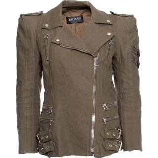 👉 Biker jacket groen s vrouwen Balmain Pre-owned , Dames