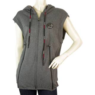👉 Sleeveless grijs vrouwen Vest Hooded Zipper Cotton Top Jacket Unisex Philipp Plein Pre-owned , Dames
