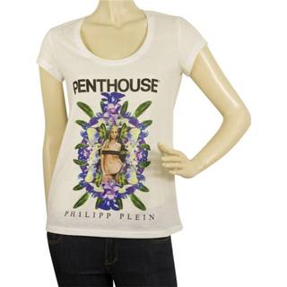 👉 Short sleeve wit vrouwen Pre-owned Penthouse T- Shirt Top Philipp Plein , Dames