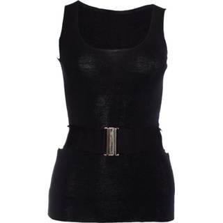 👉 Sleeveless zwart vrouwen Pre-owned top with stretch belt Gucci Vintage , Dames