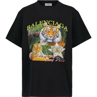 👉 Print T-shirt zwart m vrouwen Tiger Graphic Balenciaga , Dames