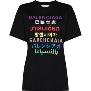 👉 Print T-shirt zwart s vrouwen Translation Logo Balenciaga , Dames