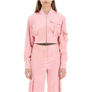 👉 Bomberjacket roze vrouwen Cropped satin bomber jacket Blumarine , Dames