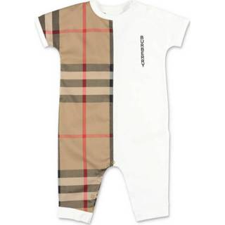 👉 Rompertje bruin unisex Cotton romper with contrasting color panels Burberry ,